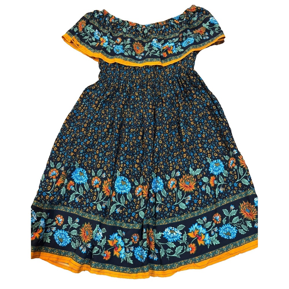 Choles off the shoulder vibrant floral stretch waist‎ womens' dress size small